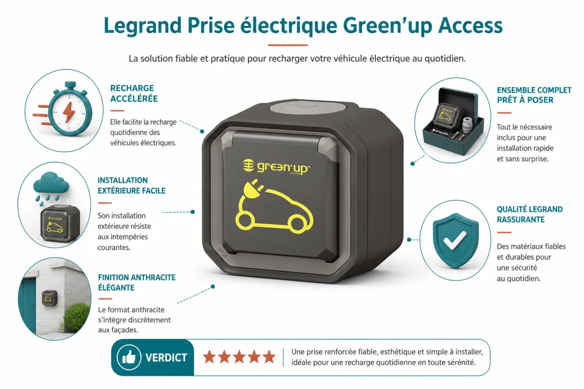 Fonctionnalites cles Legrand Legrand Prise électrique Green'up Access
