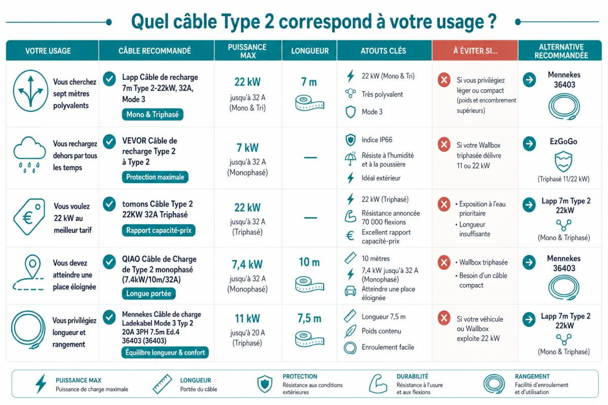 Arbitrage entre puissance, longueur, protection extérieure, maniabilité et niveau de durabilité attendu