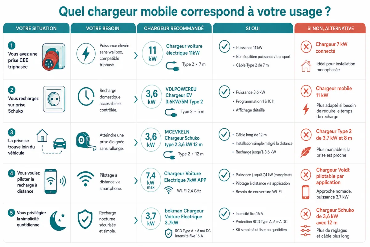 Arbitrage entre puissance, prise disponible, mobilité, sécurité et confort selon votre usage