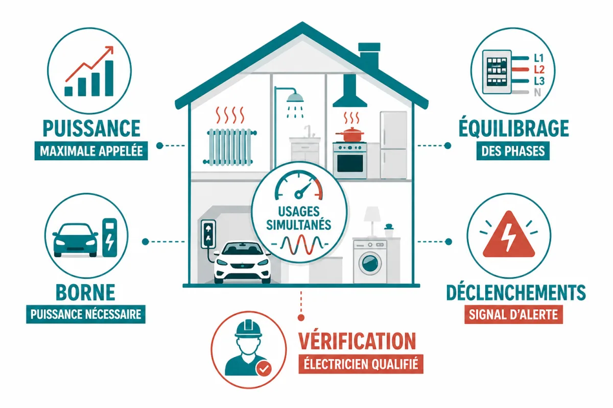 Diagnostic des charges, des phases et de la puissance disponible avant le passage en triphasé