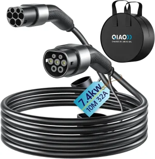 QIAO Câble de Charge de Type 2 monophasé(7.4kW/10m/32A)