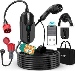 AIMILER Chargeur voiture électrique 11kW APP 8-16A 7,6M